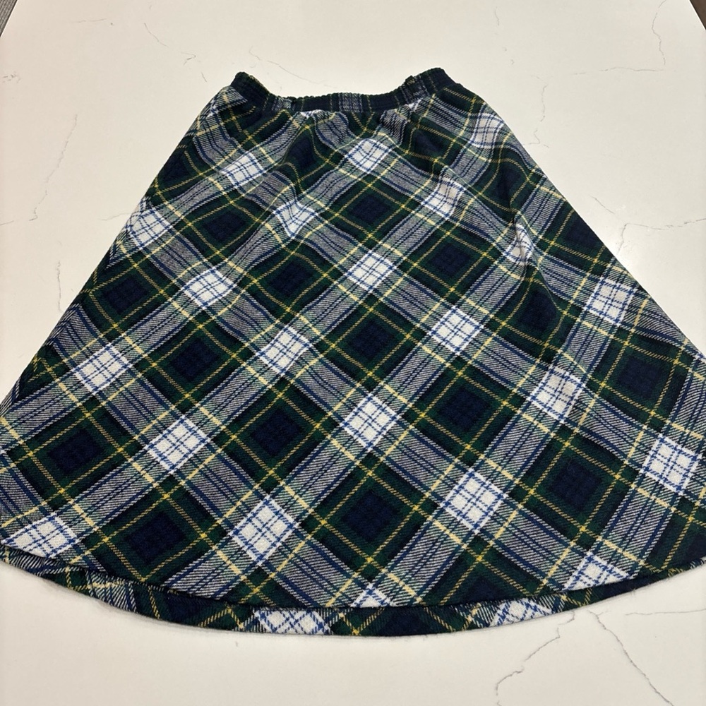 Ecco Bay Plaid Midi vtg 70s skirt green and navy blue size M